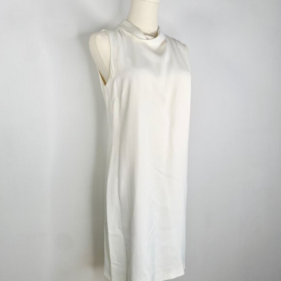 Massimo Dutti - Ivory Satin Sleevless Keyhole Lined Shift Dress - Picture 2 of 6